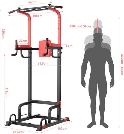 Power Tower Pull up Bar Strength Bodybuilding Standing 200Kg Workout Equipments Ultra-Functional Dip Station Home Fitness